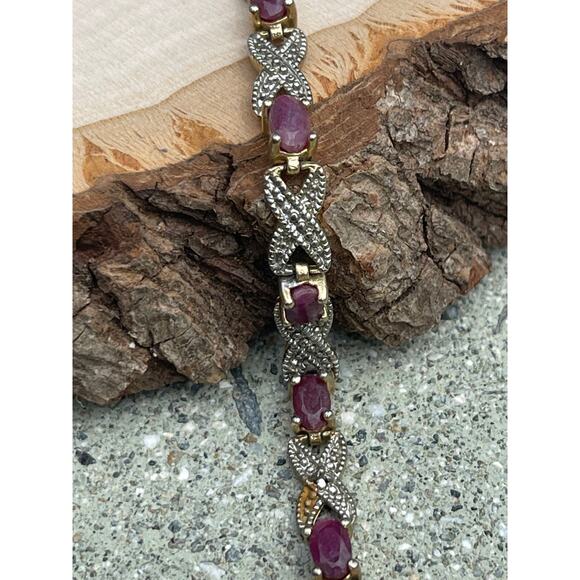 3.7ctw Ruby Tennis Bracelet - Sterling Silver - Vintage - Picture 5 of 5